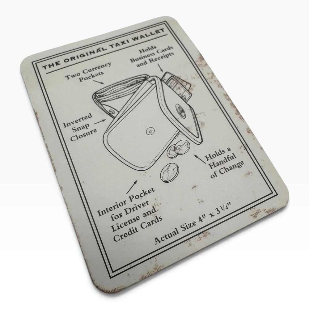 Vintage Original Taxi Wallet Black Leather Coin Billfold NOS Box Insert - Picture 14 of 16